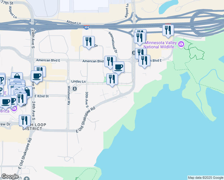 map of restaurants, bars, coffee shops, grocery stores, and more near 8170 33rd Avenue South in Minneapolis