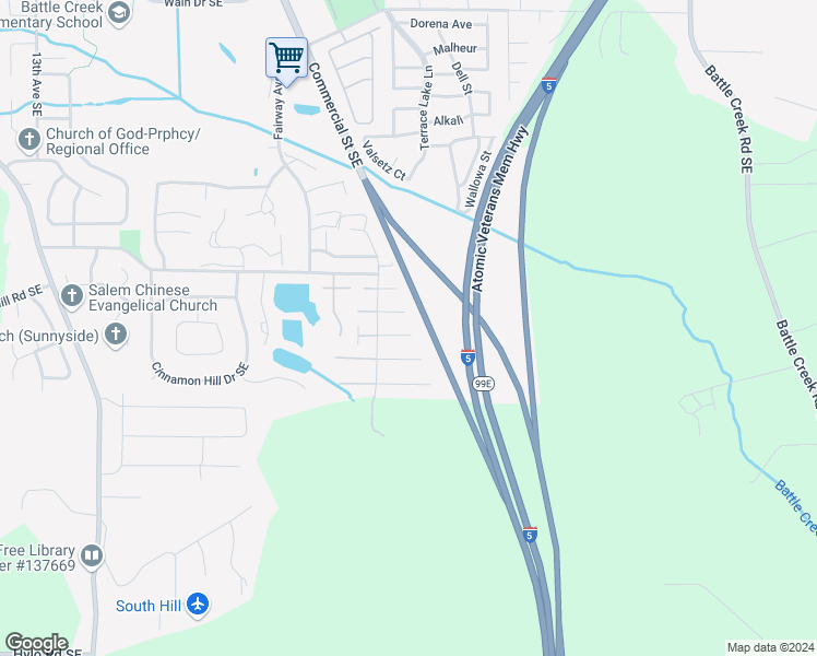 map of restaurants, bars, coffee shops, grocery stores, and more near 2157 National Court Southeast in Salem