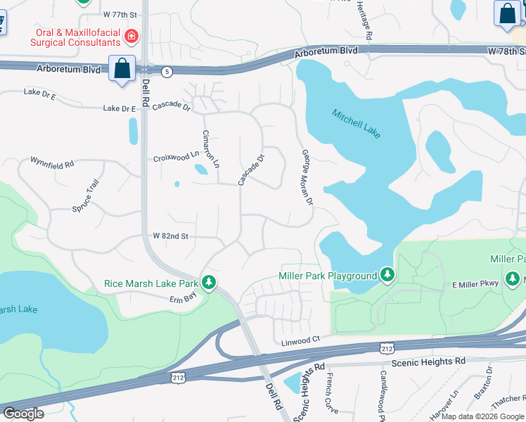 map of restaurants, bars, coffee shops, grocery stores, and more near 17449 George Moran Drive in Eden Prairie