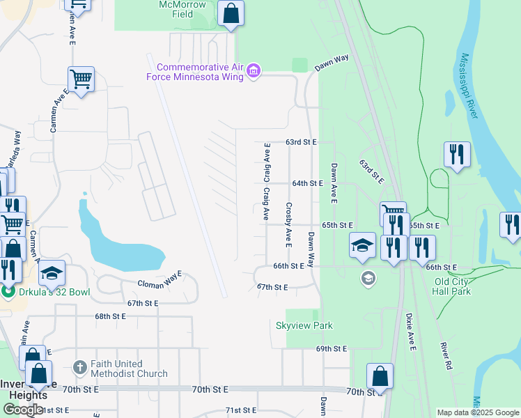 map of restaurants, bars, coffee shops, grocery stores, and more near 6438 Coryell Ct in Inver Grove Heights