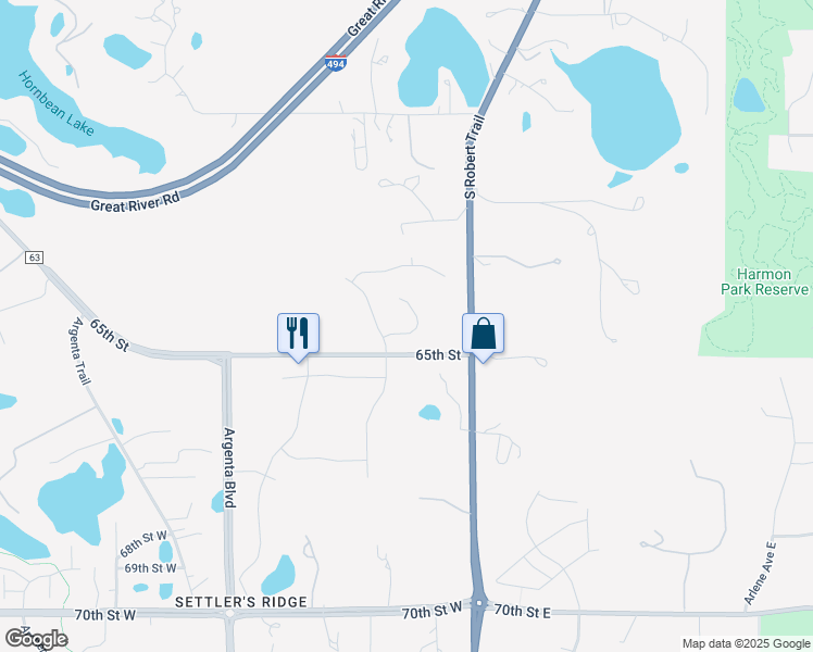 map of restaurants, bars, coffee shops, grocery stores, and more near 6439 Alvina Court in Inver Grove Heights