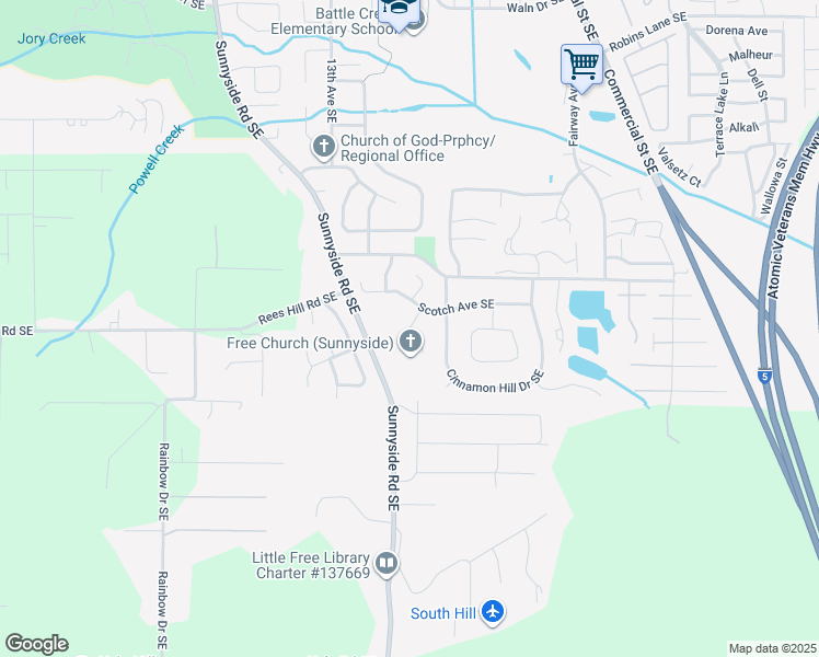 map of restaurants, bars, coffee shops, grocery stores, and more near 1584 Scotch Avenue Southeast in Salem