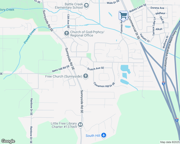 map of restaurants, bars, coffee shops, grocery stores, and more near 1584 Scotch Avenue Southeast in Salem