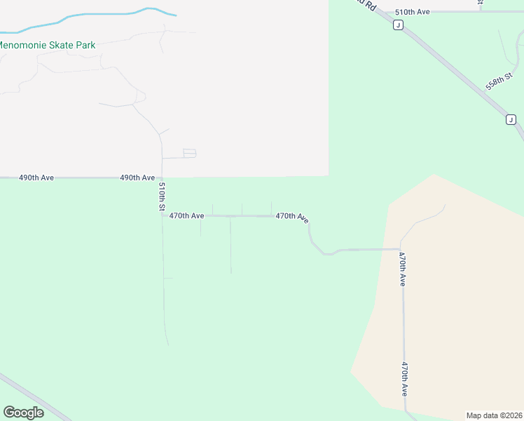 map of restaurants, bars, coffee shops, grocery stores, and more near E5234 470th Avenue in Menomonie