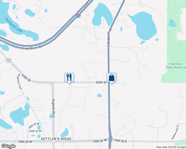 map of restaurants, bars, coffee shops, grocery stores, and more near 6477 South Robert Trail in Inver Grove Heights