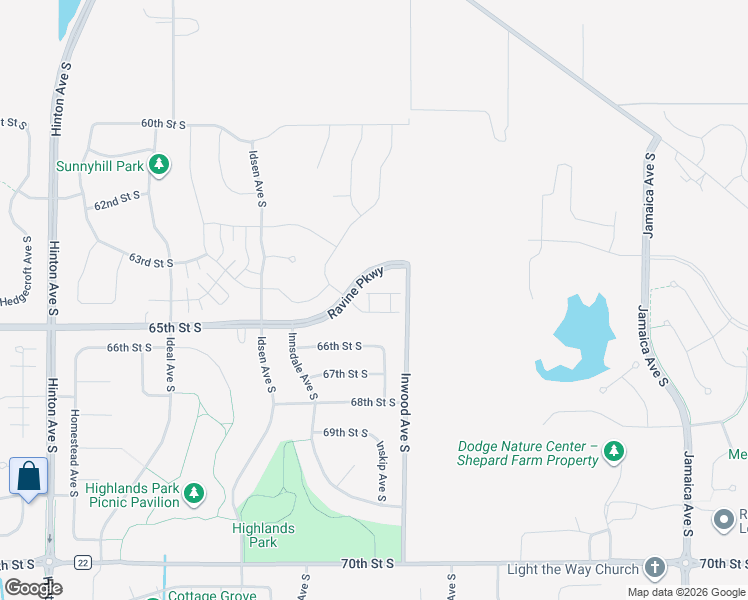 map of restaurants, bars, coffee shops, grocery stores, and more near 8414 66th Street South in Cottage Grove