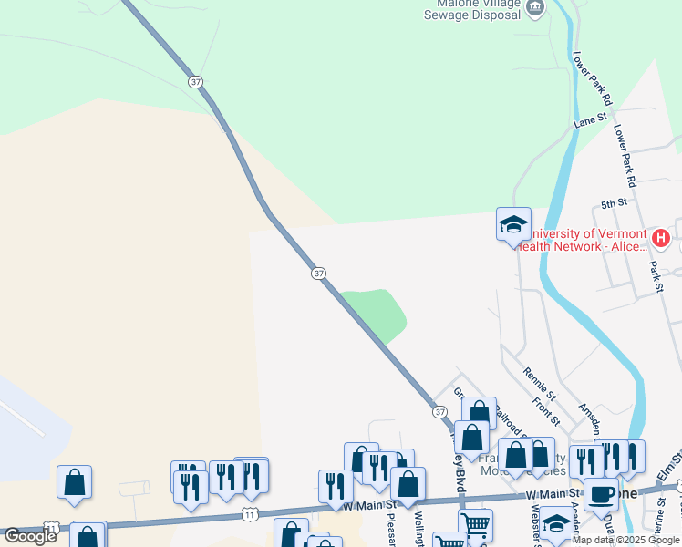 map of restaurants, bars, coffee shops, grocery stores, and more near 175 Fort Covington St in Malone