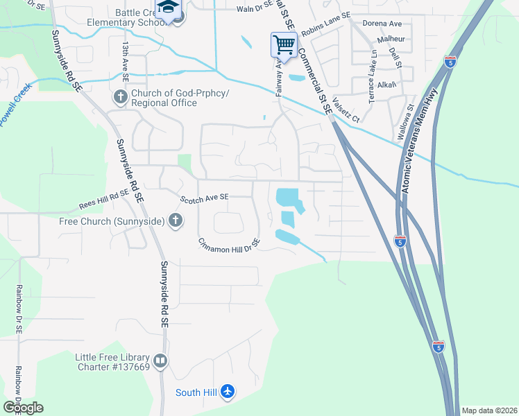 map of restaurants, bars, coffee shops, grocery stores, and more near 1765 Cinnamon Hill Drive Southeast in Salem