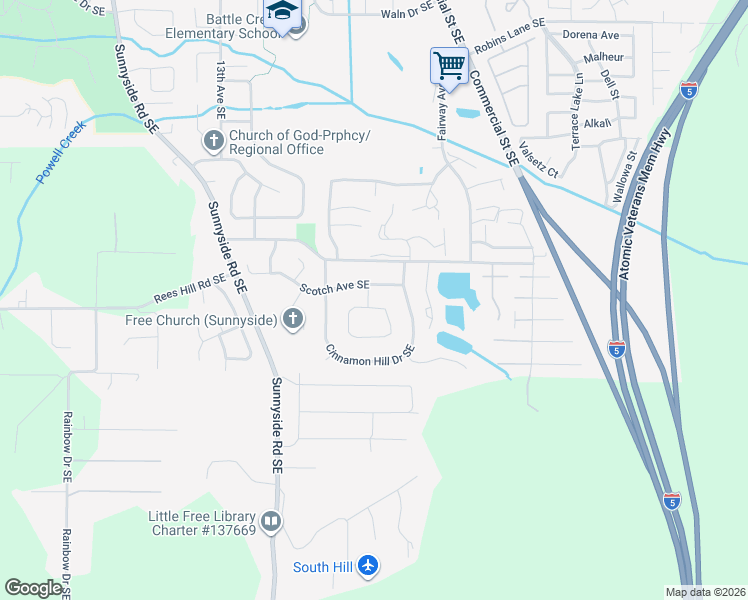 map of restaurants, bars, coffee shops, grocery stores, and more near 6804 Lemongrass Loop Southeast in Salem