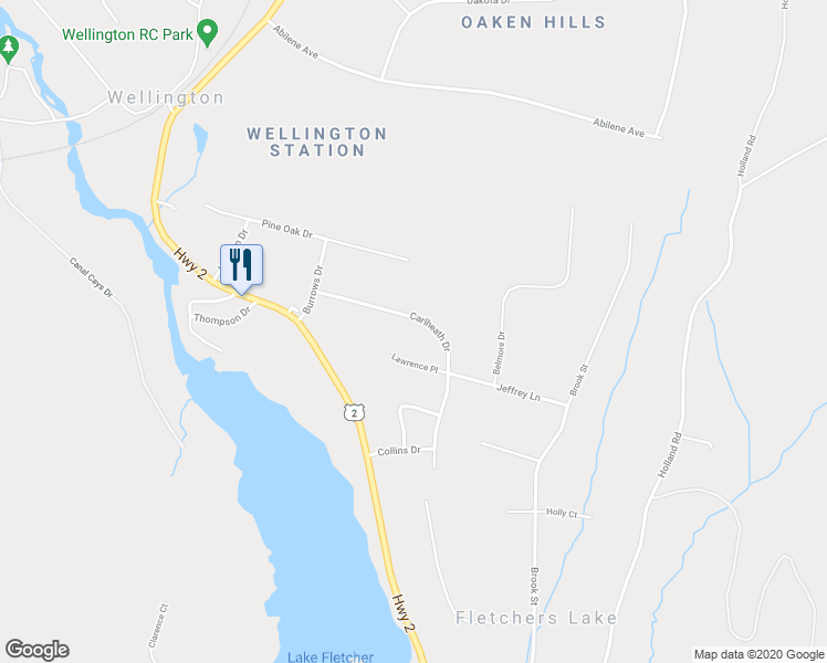 map of restaurants, bars, coffee shops, grocery stores, and more near 64 Carlheath Drive in Wellington