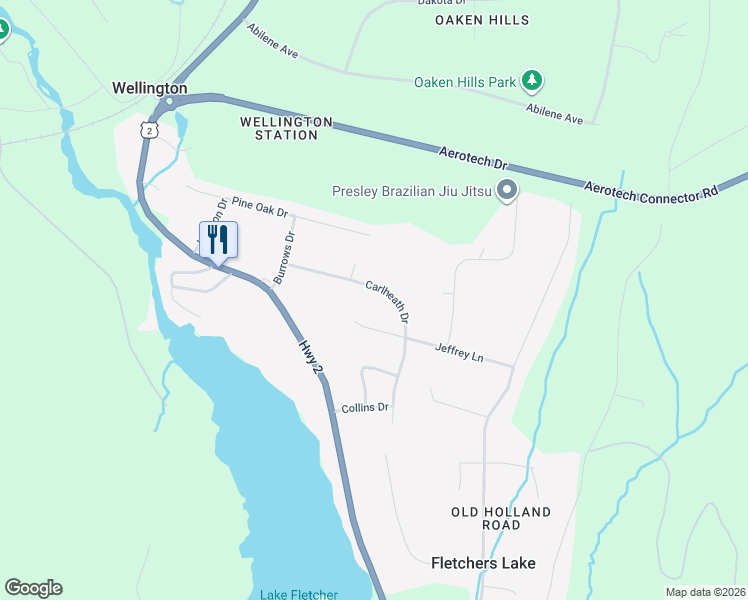 map of restaurants, bars, coffee shops, grocery stores, and more near 64 Carlheath Drive in Wellington