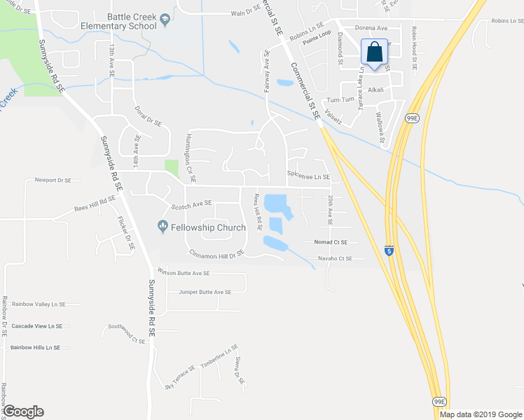 map of restaurants, bars, coffee shops, grocery stores, and more near 186 Rees Hill Road Southeast in Salem