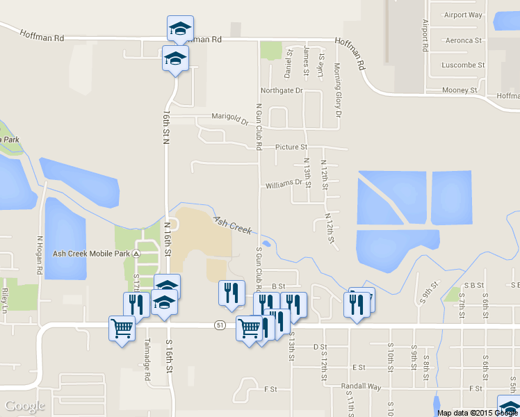 map of restaurants, bars, coffee shops, grocery stores, and more near 207 North Gun Club Road in Independence
