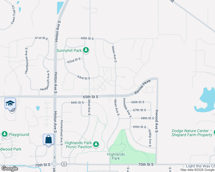 map of restaurants, bars, coffee shops, grocery stores, and more near 8069 64th Street South in Cottage Grove