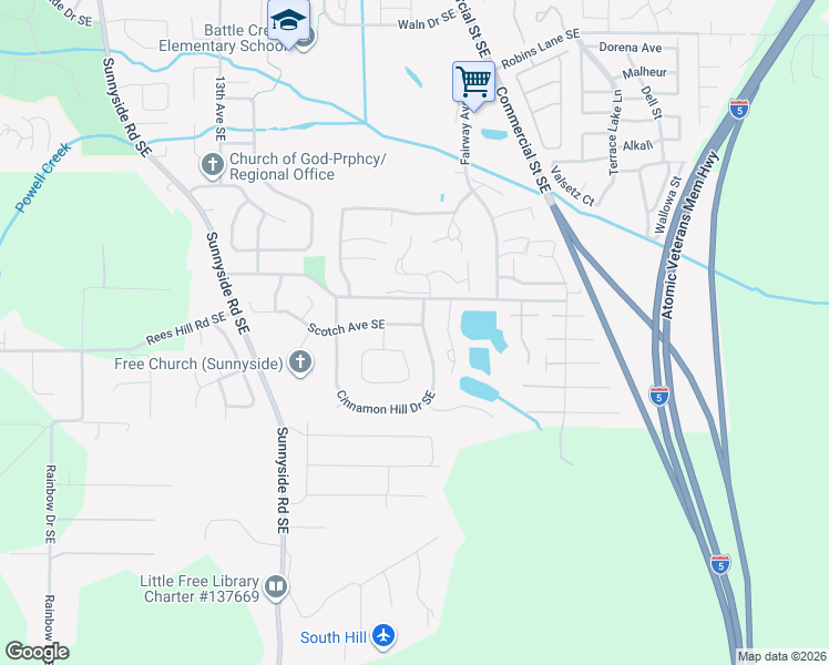 map of restaurants, bars, coffee shops, grocery stores, and more near 1765 Cinnamon Hill Drive Southeast in Salem