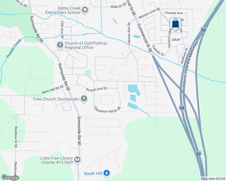 map of restaurants, bars, coffee shops, grocery stores, and more near 6804 Lemongrass Loop Southeast in Salem