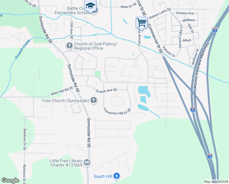 map of restaurants, bars, coffee shops, grocery stores, and more near 6804 Lemongrass Loop Southeast in Salem