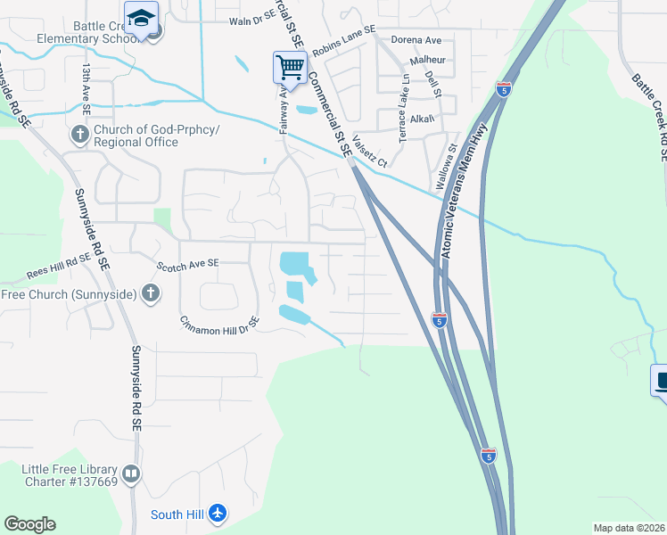 map of restaurants, bars, coffee shops, grocery stores, and more near 6855 Fairway Avenue Southeast in Salem