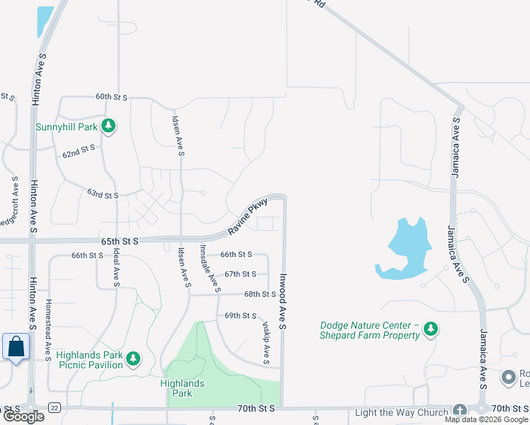 map of restaurants, bars, coffee shops, grocery stores, and more near 8414 66th Street South in Cottage Grove