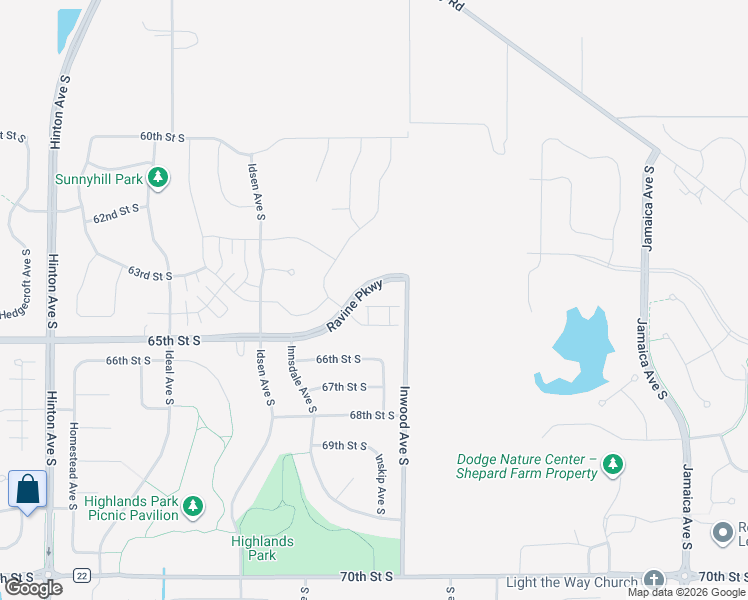map of restaurants, bars, coffee shops, grocery stores, and more near 8414 66th Street South in Cottage Grove