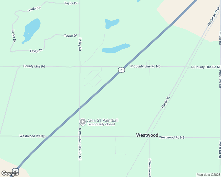 map of restaurants, bars, coffee shops, grocery stores, and more near 9668-9974 Michigan 66 in Mancelona