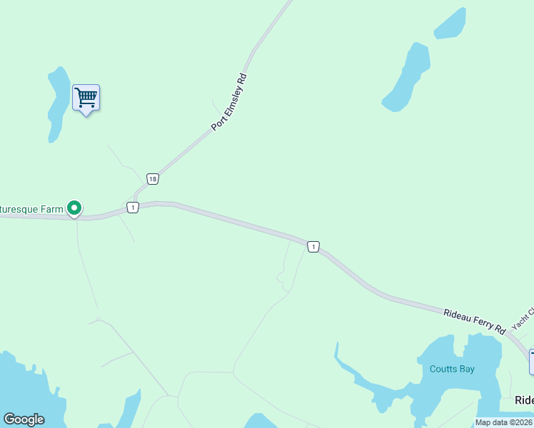 map of restaurants, bars, coffee shops, grocery stores, and more near 1358 County Road 1 in Perth