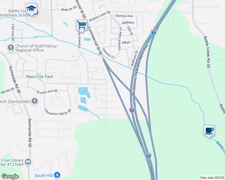 map of restaurants, bars, coffee shops, grocery stores, and more near 2130-2140 Nocturne Court Southeast in Salem
