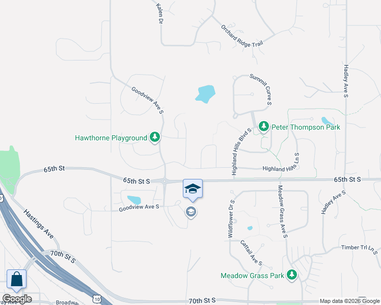 map of restaurants, bars, coffee shops, grocery stores, and more near 6299 Graiton Avenue South in Cottage Grove