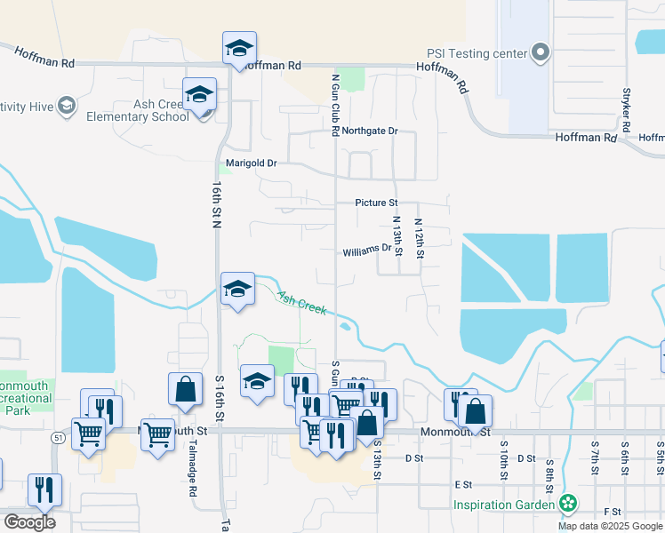 map of restaurants, bars, coffee shops, grocery stores, and more near 490 North Gun Club Road in Independence