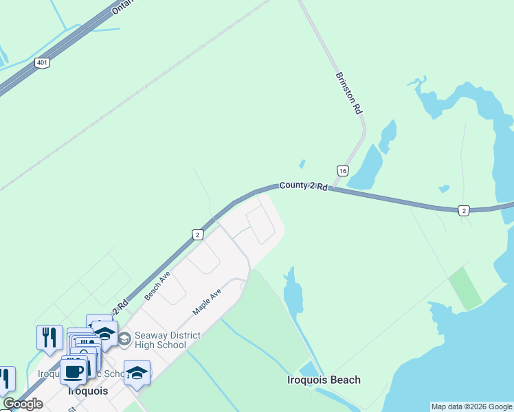 map of restaurants, bars, coffee shops, grocery stores, and more near 5578 Meadowbrook Drive in Iroquois