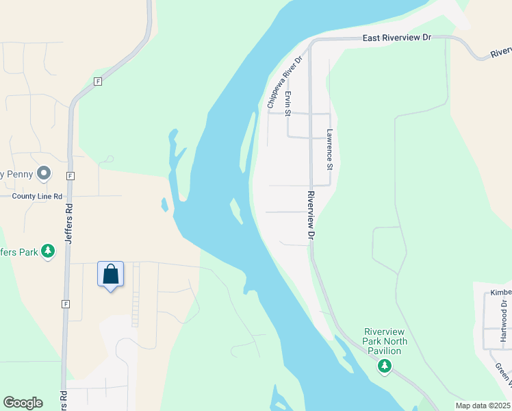 map of restaurants, bars, coffee shops, grocery stores, and more near 3320 Riverview Drive in Eau Claire