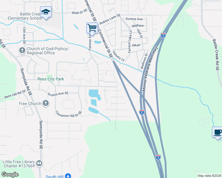 map of restaurants, bars, coffee shops, grocery stores, and more near 1926 Spicetree Lane Southeast in Salem