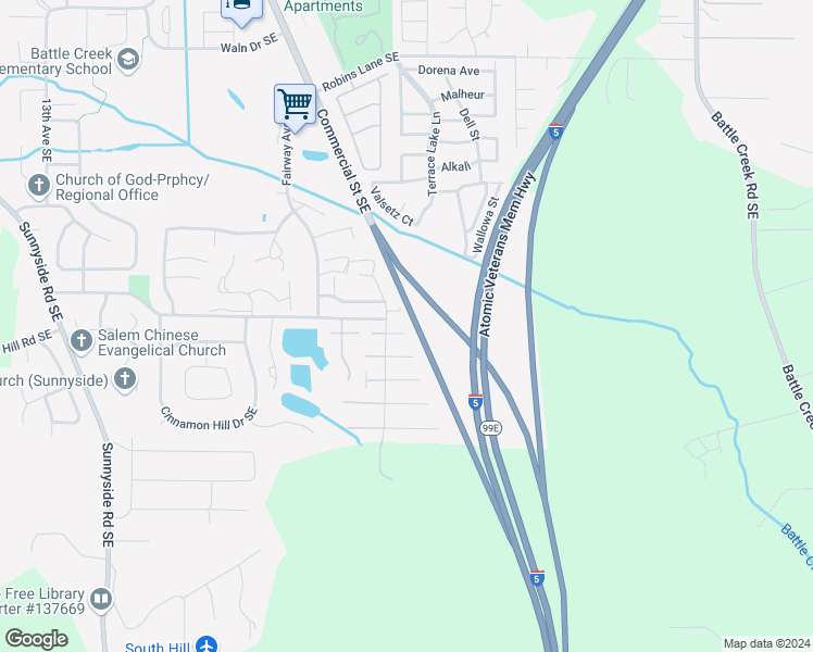 map of restaurants, bars, coffee shops, grocery stores, and more near 2135-2155 Nougat Court Southeast in Salem