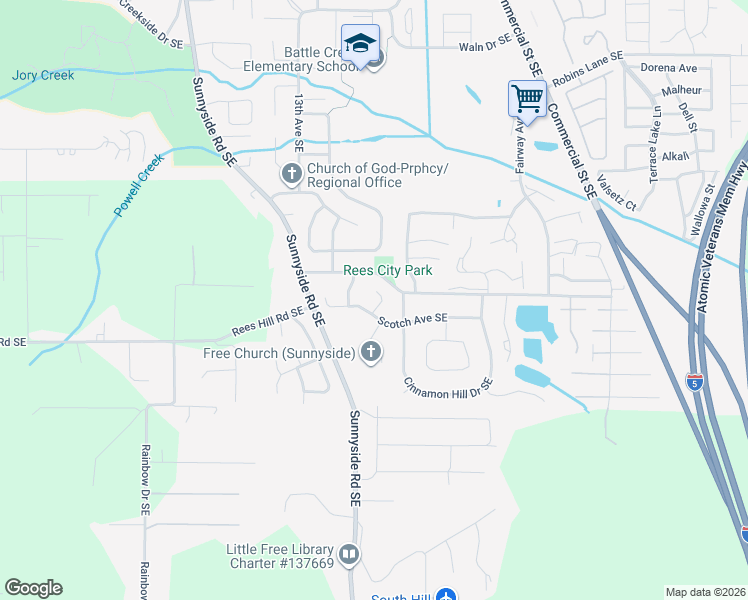 map of restaurants, bars, coffee shops, grocery stores, and more near 6768 Pelton Court Southeast in Salem