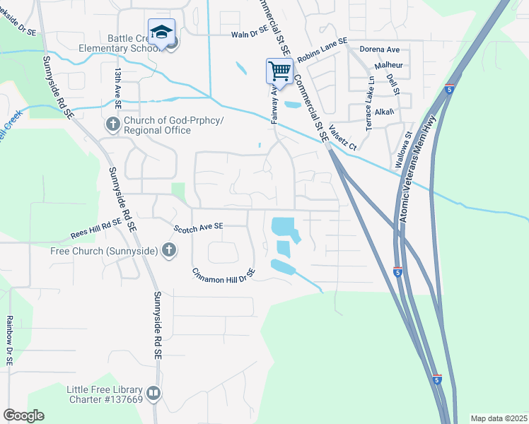 map of restaurants, bars, coffee shops, grocery stores, and more near 6785 Continental Circle Southeast in Salem