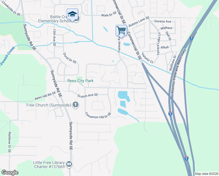 map of restaurants, bars, coffee shops, grocery stores, and more near 6785 Continental Circle Southeast in Salem
