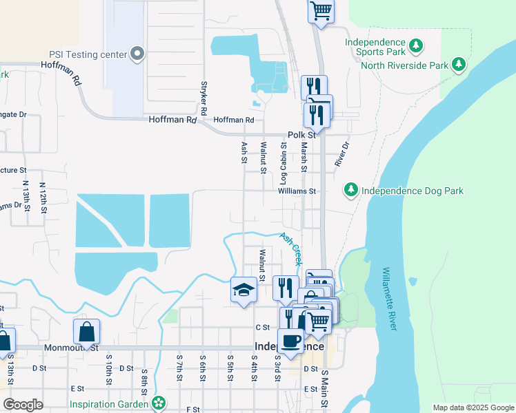 map of restaurants, bars, coffee shops, grocery stores, and more near 424 Walnut Street in Independence