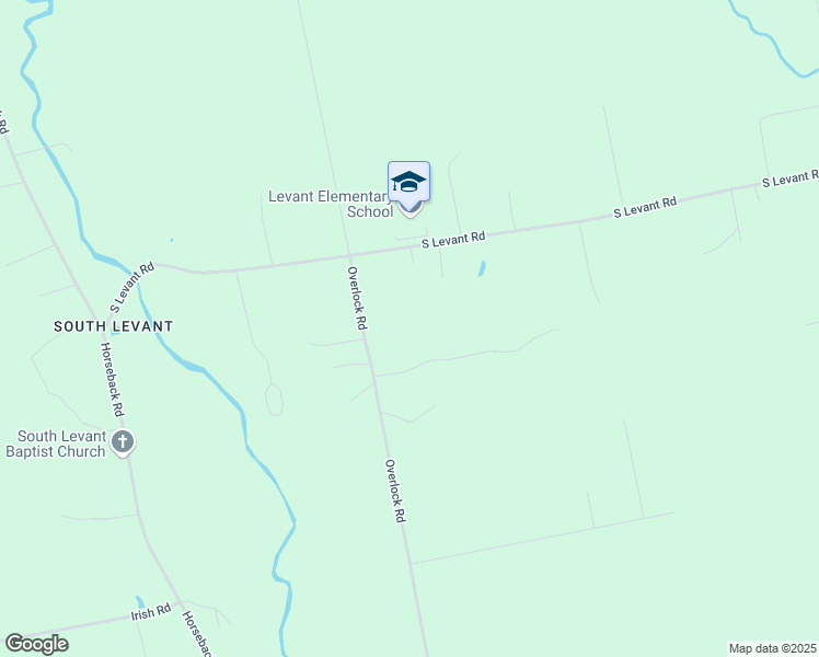 map of restaurants, bars, coffee shops, grocery stores, and more near Overlock Road in Levant