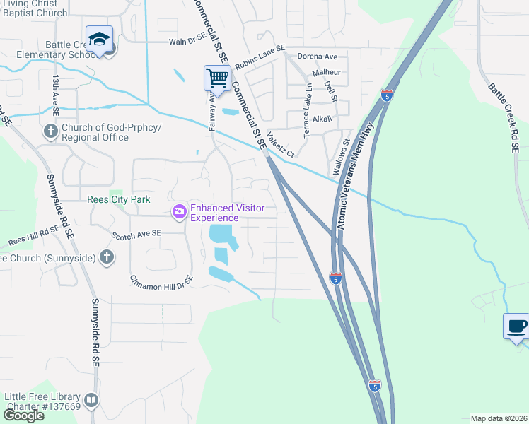 map of restaurants, bars, coffee shops, grocery stores, and more near 1926 Spicetree Lane Southeast in Salem