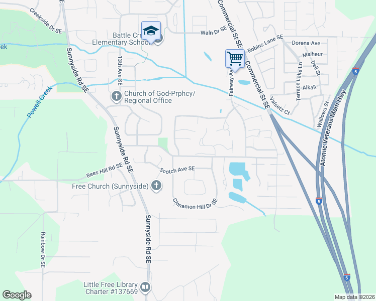 map of restaurants, bars, coffee shops, grocery stores, and more near 6784 Huntington Circle Southeast in Salem