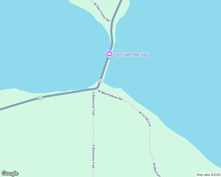 map of restaurants, bars, coffee shops, grocery stores, and more near 6918 W MacFarlane Rd in Leelanau