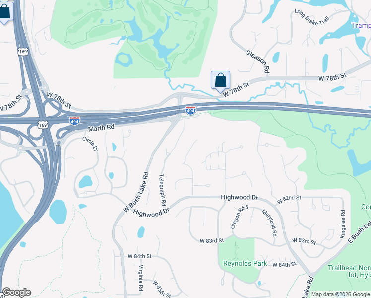 map of restaurants, bars, coffee shops, grocery stores, and more near 7942 Rhode Island Circle in Minneapolis