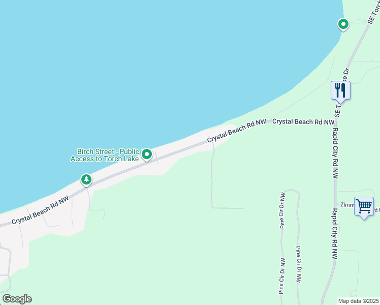 map of restaurants, bars, coffee shops, grocery stores, and more near 6253-6319 Crystal Beach Road Northwest in Rapid City