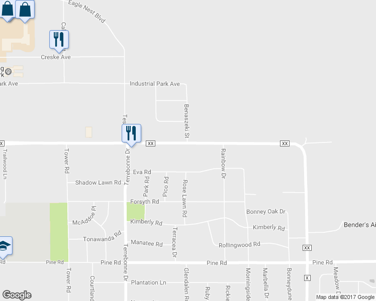 map of restaurants, bars, coffee shops, grocery stores, and more near 1905 County Road XX in Mosinee