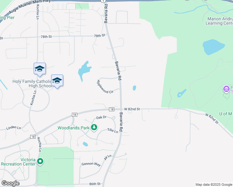 map of restaurants, bars, coffee shops, grocery stores, and more near 8150 Bavaria Road in Victoria