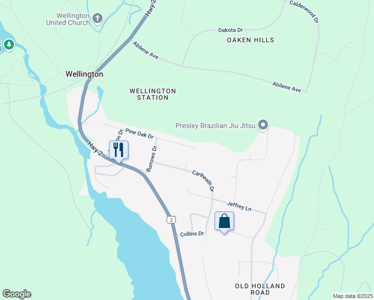 map of restaurants, bars, coffee shops, grocery stores, and more near 71 Carlheath Drive in Wellington