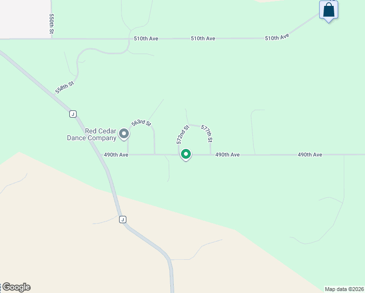 map of restaurants, bars, coffee shops, grocery stores, and more near N4904 572nd Street in Menomonie