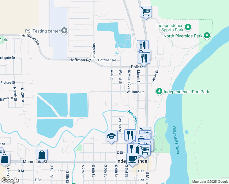 map of restaurants, bars, coffee shops, grocery stores, and more near 424 Walnut Street in Independence