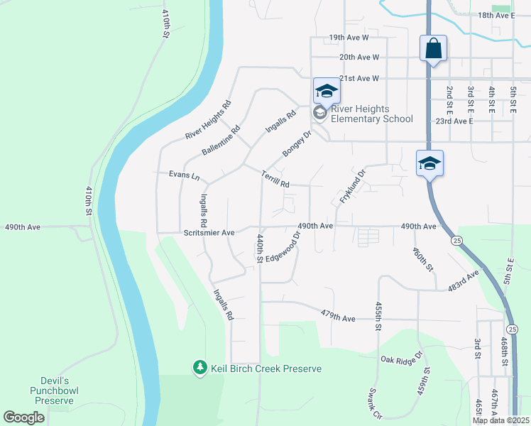 map of restaurants, bars, coffee shops, grocery stores, and more near 2722 Bongey Drive in Menomonie