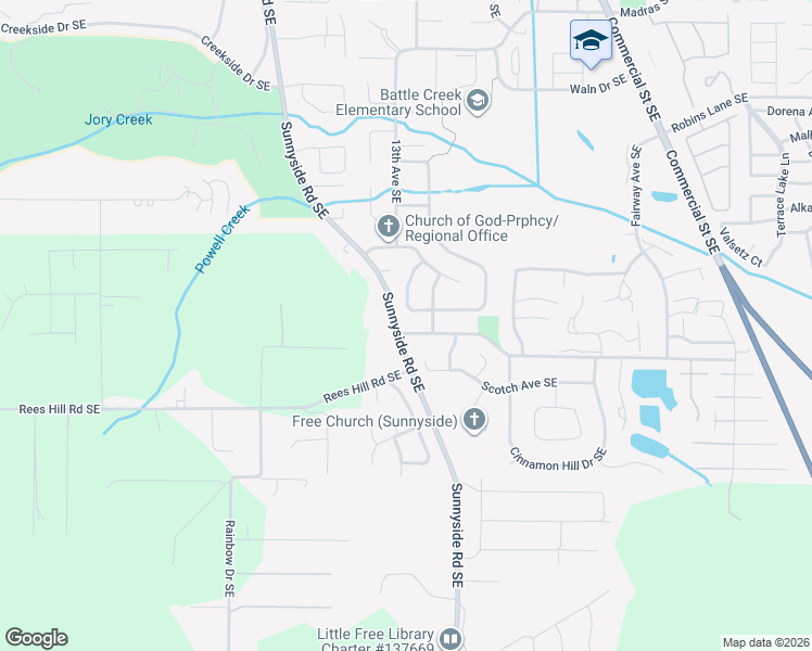 map of restaurants, bars, coffee shops, grocery stores, and more near 1414 Scotch Avenue Southeast in Salem